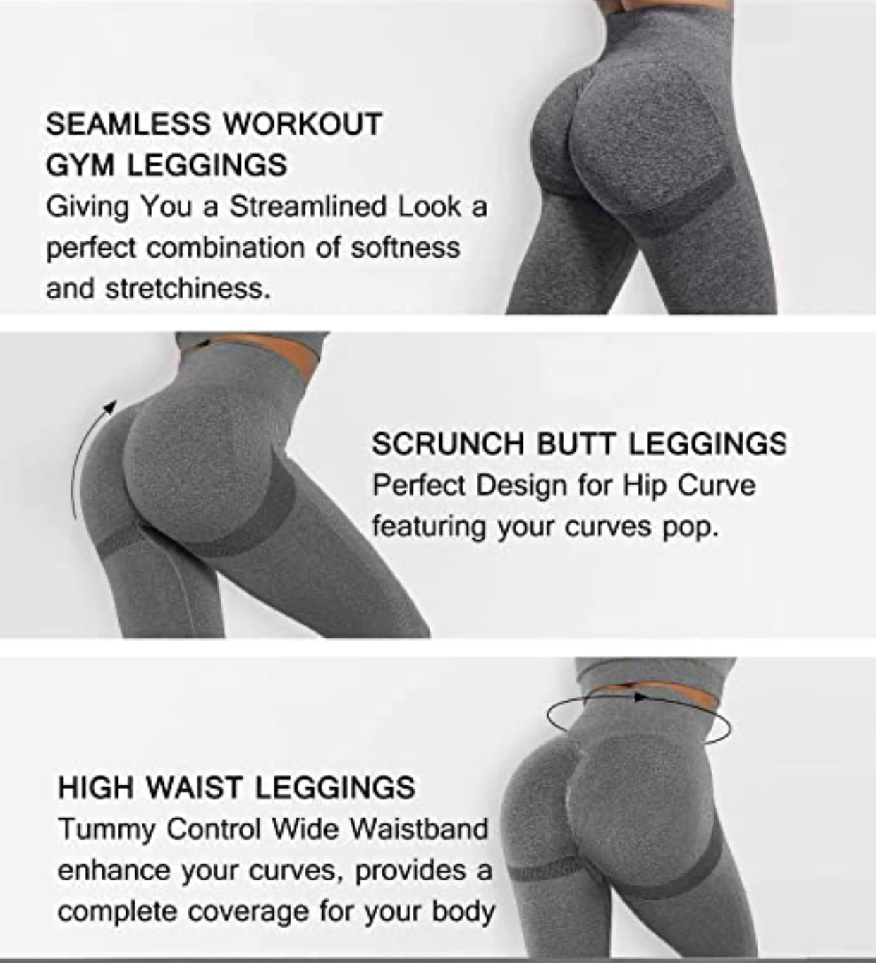  Women Scrunch Butt Lifting Seamless Leggings Smile
